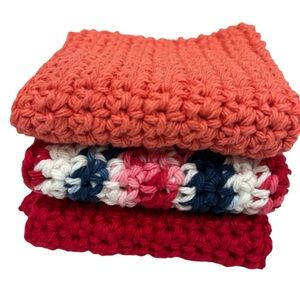 100% Cotton Handmade Washcloths - Set of 3